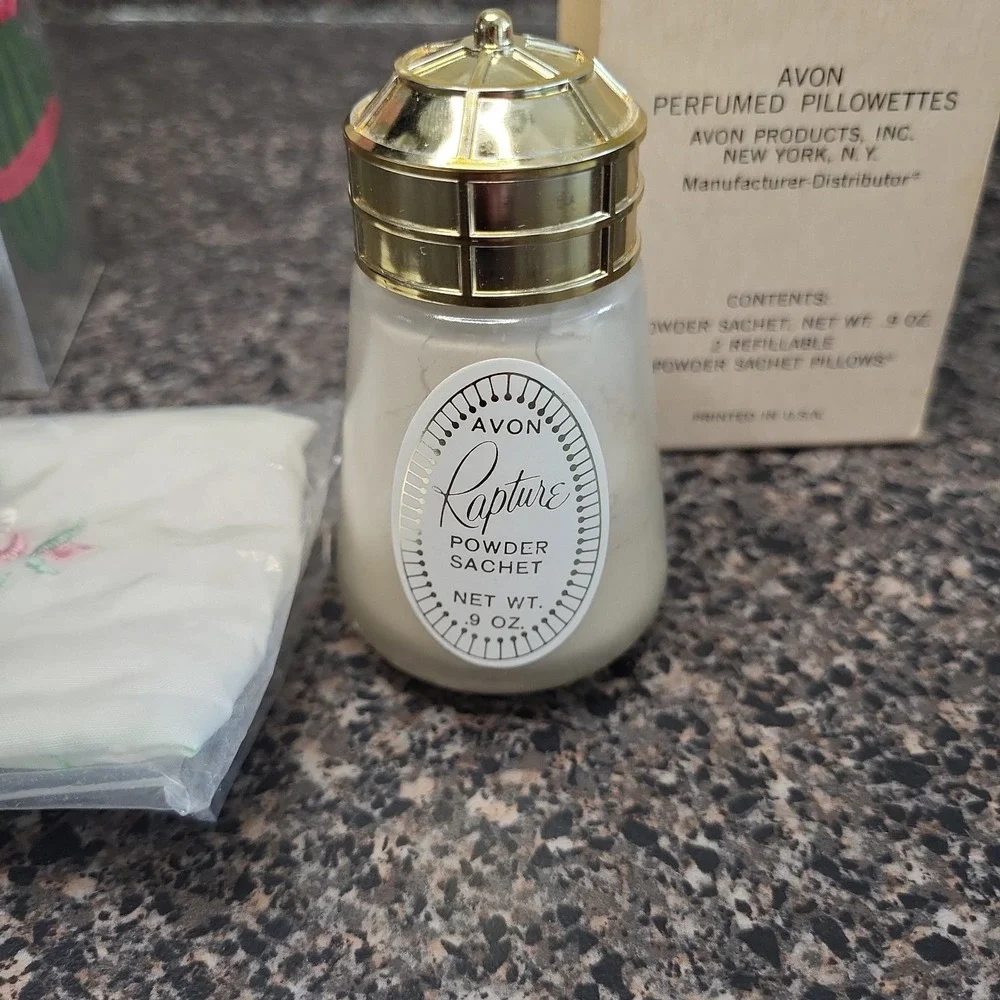 VINTAGE Avon Rapture Perfumed‎ Pillowettes  Powder Satchet & 2 Satchet Pillows
